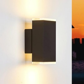 LED Aluminum Wall Sconce Light Porch Light 20W, Black Modern Exterior Wall Light, 3000k Warm White