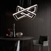Dimmable Crystal Chandelier, Modern Rectangular 2 Ring LED Pendant Light