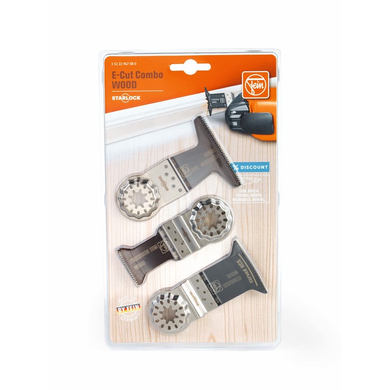 FEIN 35222967080 Starlock Wood E-Cut Combo Set 3piece, Orange