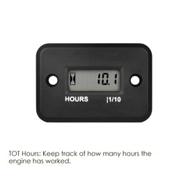 Jayron Digital LCD Inductive Hour Meter Hourmeter Waterproof For Marine Boat SnowBlower Inverter generator lawn Mower and Small Gas Engine (HM006A-M4, black)