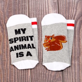LEVLO 2 Pairs Squirrel Socks Squirrel Lover Gift My Spirit Animal Is A Squirrel Novelty Socks (Squirrel Spirit Animal)