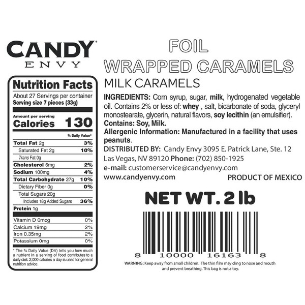 Mermaid Candy Caramels, Individually Wrapped - 2 Pound Bag - Approximately 190 Pieces