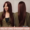 Red - brown Mid - part Long Straight Wig, Long