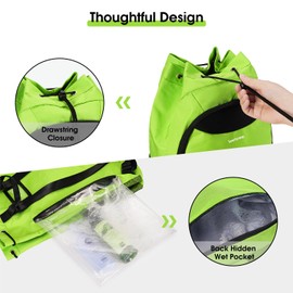 Football Bag, Basketball Drawstring Backpack Adjustable Sports Backpack with Ball Compartment & Shoe Compartment and Wet Pocket Drawstring Daypack for Men Women