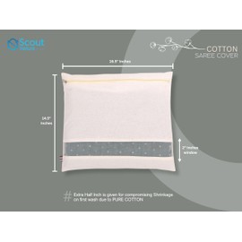 Scout Nature Cotton Storage Bag/Covers For Storage Set Of - 12Big Size Single 16 X 14 Inches | Saree Bag for Clothing Store | Transparent window