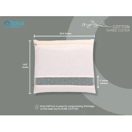 Scout Nature Cotton Storage Bag/Covers For Storage Set Of - 12Big Size Single 16 X 14 Inches | Saree Bag for Clothing Store | Transparent window