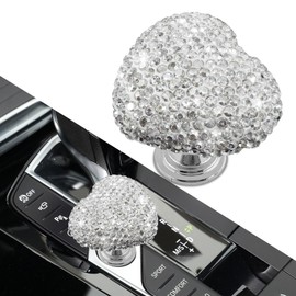 Rebvugr Bling Car One-Touch Start Button, Push Start Button Cover, Heart-Shaped One Touch Engine lgnition Switch Knob Sticker, Auto Decorative Ignition Rocker Lever for Most Cars (White #1)