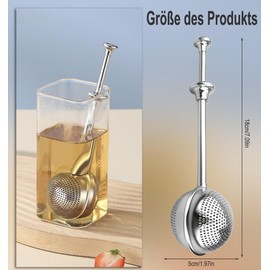 Tea Tongs Pack of 2 Tea Strainer for Loose Tea - Teaballs with Telescopic Handle, Tea Infuser 304 Stainless Steel, Tea Tongs, Tea Strainer, Tea Infuser, Stainless Steel Flour Sieve Duster - Sugar