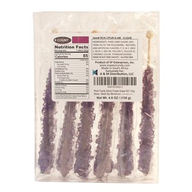 Extra Large Rock Candy Sticks: 6 Purple Rock Candy Sticks - Grape - Individually Wrapped for Party Favors, Candy Buffet, Showers, Receptions, Old Fashioned Espeez Bulk Candy on a Stick