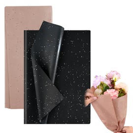 WeddHuis 20 Sheets Glitter Tissue Paper Glitter Paper Sheets for Bouquet Gift Wrapping Paper Birthday Gift Wrapping Craft Accessories (50 x 66 cm) (Black/Khaki)