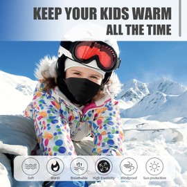 HEGCOIIE Pack of 2 Children's Loop Scarf, Fleece Tube Scarf, Neck Warmer, Windproof, Ski Mask, Warmer for Outdoor Skiing, Cycling, Black and black