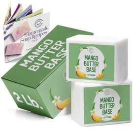 Prime Creations Soap Base for soap making supplies melt and pour soap base for DIY crafting moisturizing glycerin 2 LB, Unscented - Mango Butter