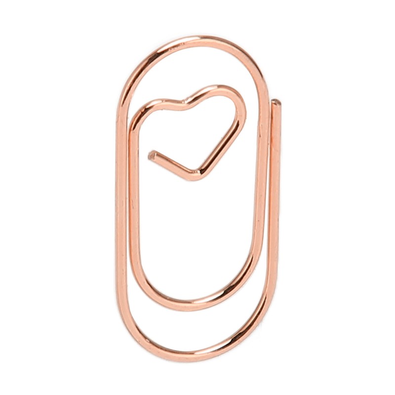 100pcs Paper Clips Portable Heart Shape Rustproof Electroplated Metal Paperclips