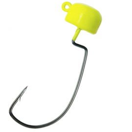 Reaction Tackle Tungsten Mushroom Head Ned Rig Shroom Jig Heads for Finesse Fishing, Weedless Jig Head for Bass Fishing with Soft Lures (5-Pack) 1/8oz Chartreuse EWG