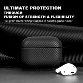 Rumwot for AirPods Pro 2 Case, Luxury Modern Striped Carbon Fibre Kevlar Leather Earphones Case Cover Compatible with AirPod Pro 2 (Black, for AirPods Pro 2)
