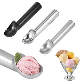 FTVOGUE Ice Cream Scoop Metal Antiadherente Anti-Feeze Postre Cucharas Fruit Baller Scoop Herramienta de Cocina(Matte Silver)