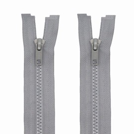 MebuZip 2PCS #5 27 Inch Separating Jacket Zippers Resin Zipper Molded Plastic Zippers Bulk for Sewing Coat Jackets Clothes (Grey)