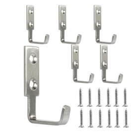 ANJOBIBI 6PCS Coat Hooks Wall Mounted Single Prong Robe Hook, Antirust Silvery Wall Hooksfor Hanging Towel Hooks with 12 Screws for Bags, Hat, Scarf,Coat,Key (Silvery Color C)