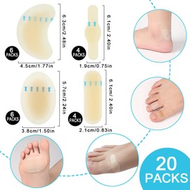 YICOTA Blister Plasters 20 Pcs Blister Bandages Invisible Gel Blister Cushion Waterproof Blister Guard Pads for Finger Toe Heel Forefoot and Guard Skin