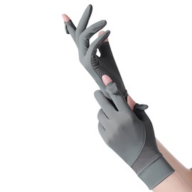 IPENNY Sun Protection Gloves Women's UV Protection Extended Thin Gloves Raw Yarn Full Finger Touchscreen Non-Slip Cycling Gloves for Outdoor Driving Golf Fishing