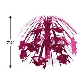 Beistle Burgundy Grad Cap Mini Cascade Centerpieces, 2-Count, Maroon Graduation Party Table Decorations with Metallic Fringe, School Spirit Celebration Supplies for High School & College, 7.5”