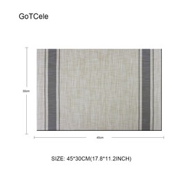 GoTCele Placemats for Dinner Table Mats Table Placemats Washable Heat-resistand PVC Hard Placemats Set of 4（Gray）