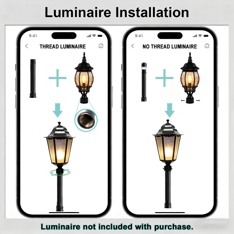 76" Black Cast Aluminum Lamp Post | with Crossbars &