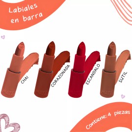 Yuya Set De Labiales En Barra Yuya Tonos Mate Larga Duración 4pzs Color Escándalo/corazonada/sutil/chai