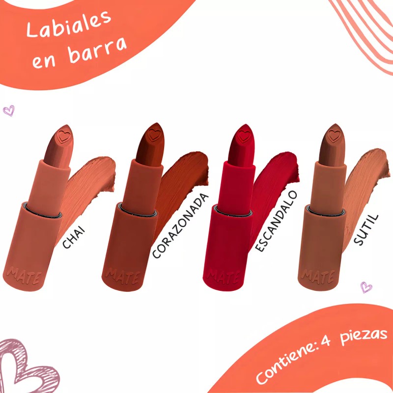 Yuya Set De Labiales En Barra Yuya Tonos Mate Larga