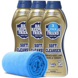 Tituaa Keepers Friend Soft Cleanser Multipurpose Cleaner & Rust Stain Remover Bundle 1PK Microfiber Cleaning Cloth Streak and Lint Free Large 16x16 in (26 Fl Oz (Pack of 3)