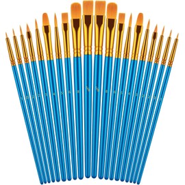 Timotech Pinceles para Pintura Acrílica, Juego de 20 Piezas de Pinceles para Acuarela, Óleo y Manualidades, Brochas para Pintar en Lienzo, Roca, Cara y Cuerpo, Ideal para Niños y Artistas (Azul)