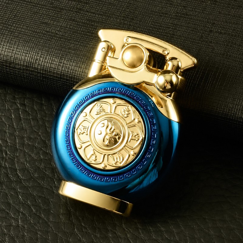 Brass Rocker-Arm Refillable Liquid-Fuel Lighter – Mechanical One-Hand Pocket Lighter