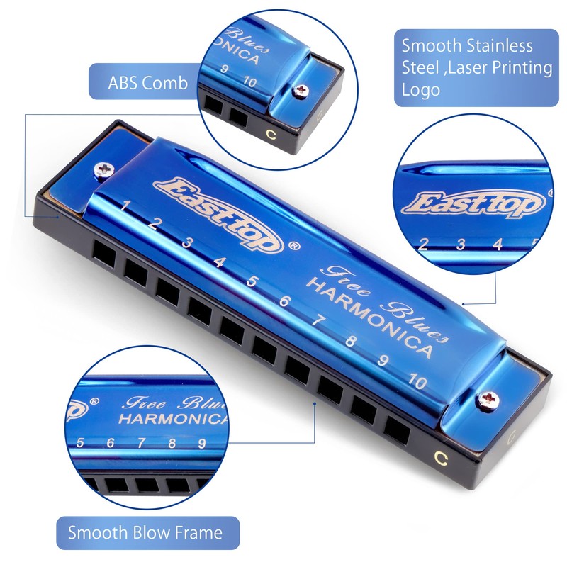 East top Blues Diatonic Harmonica in C, 10 Holes Blues