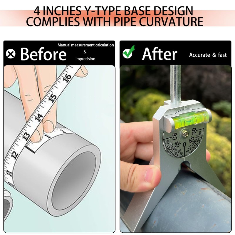 Upgraded Pipe Center Finder, Measure Pipe Diameter, Pipefitter Tools With
