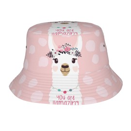 Vunko Cute Llamas Pink Bucket Hats for Women Summer Sun Beach Travel Outdoor Fishing Cap Unisex Men Bucket Hat