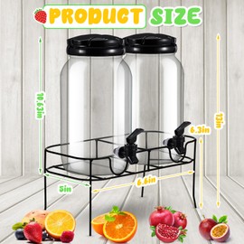 Tanlade Plastic Drink Dispenser with Stand Beverage Dispenser with Sturdy Metal Base Juice Dispensers for Parties Lemonade Jar with Spigot for Weddings Countertop, Each 1 Gallon (Black)
