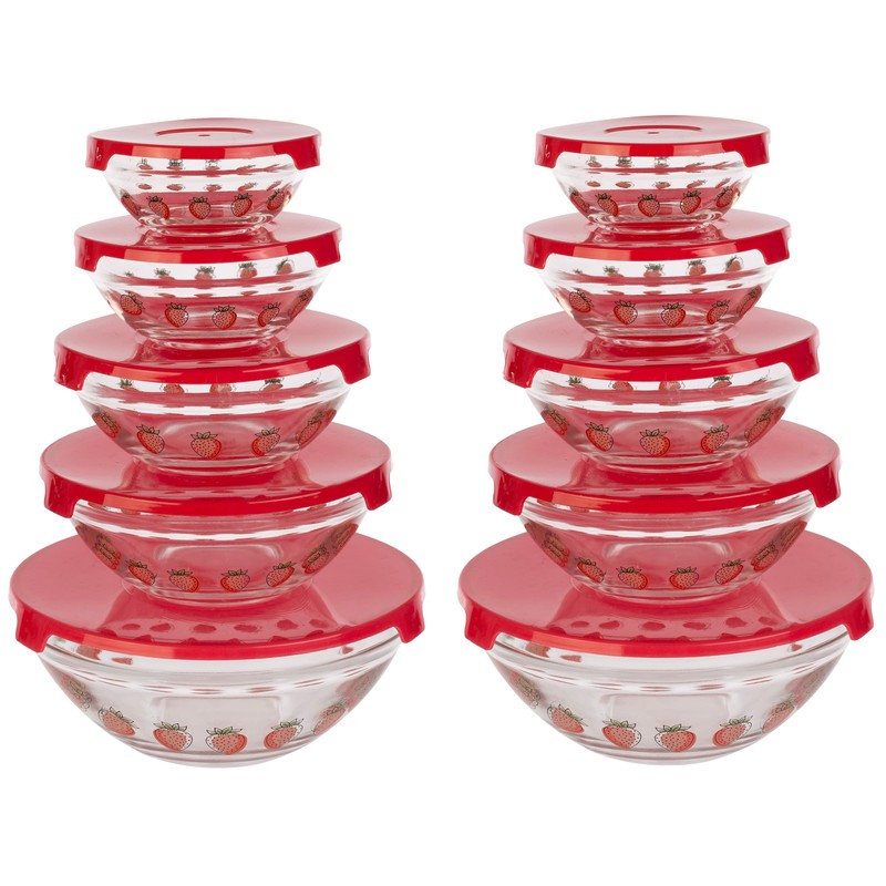 Classic Cuisine Glass Bowls with Lids Set - Mixing Bowls