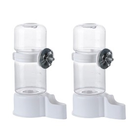 Birds Water Dispenser, Pack of 2 Automatic Drinking Bottles for Cage, Plastic Parrot Feeder, Drinker, Bird Cage Accessories for Budgies, Lovebirds, Cockatiels (White, 140 ml)