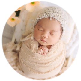 Zeroest Newborn Photo Props Hat Blanket Photography for Babies Cloth Wrap Hats Set Baby Boy Girl Photo Shoot Outfits (Beige Sand)