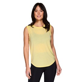 RBX Women's Fashion Tank Top, Crewneck Soft Yoga Tank Top Shoulder Tuck Yellow L