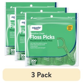 Unbranded (3 pack) Sensitive Clean Floss Picks, Mouthwash Burst Mint Flavor