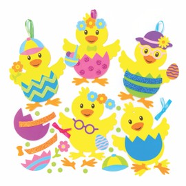 Baker Ross AX770 Easter Chick Decorations to Match Easter Crafts for Kids Pack of 8 Blue Green Pink