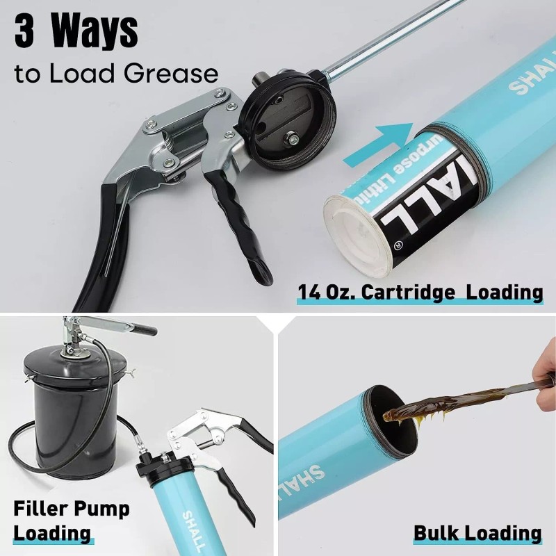 SHALL Professional Heavy Grease Gun, 7000 PSI Heavy Duty Pistol