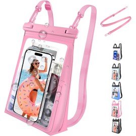Bolsa Grande Impermeable para Teléfono Celular,Impermeable con Tira De Sellado,Bolsa Seca para Teléfonos Celulares para Todos Los Dispositivos,Adecuada para Playa (Rosa)