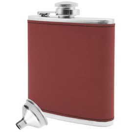 Outdoor Saxx® Stainless Steel Hip Flask, 175 ml, Elegant Wild Leather Design, Red, in Gift Box