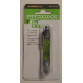 Pittsburgh 3" Line Level hang on string or place on surface Carpenter Landscape Survey