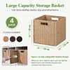 Patvingot 11x11 Inch Wicker and Paper Rope Storage Baskets (4-Pack)