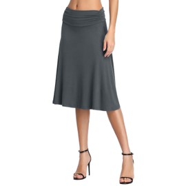 Urban CoCo Women's Ruched Waist Stretchy Flared Yoga Skirt (XL, Slate)