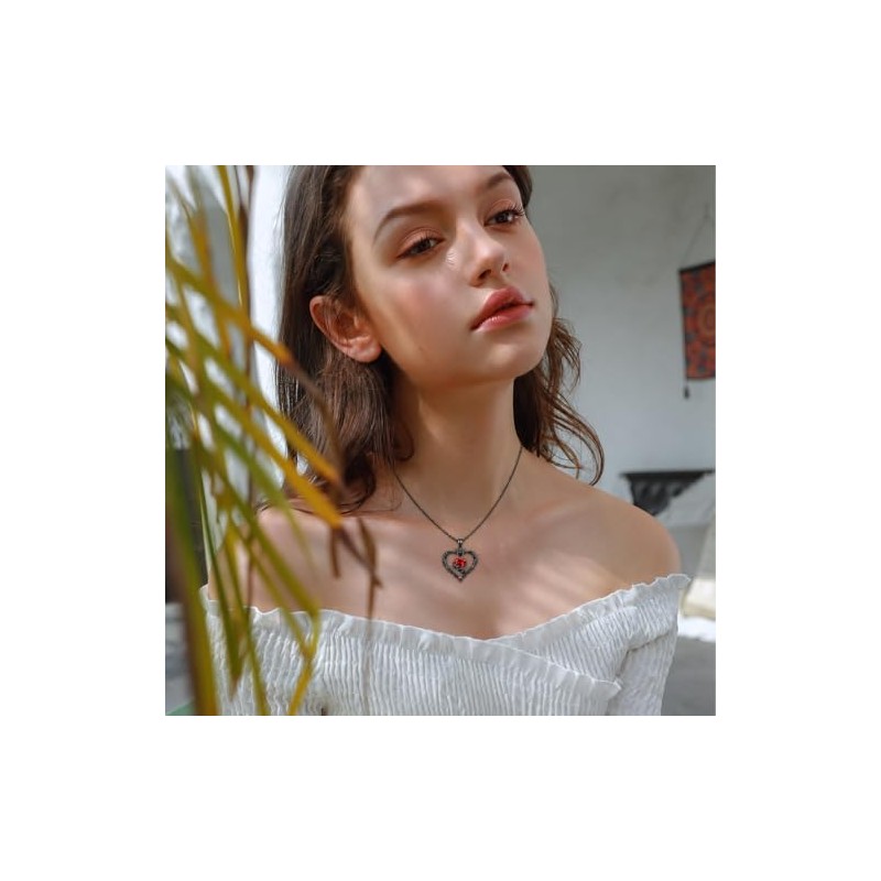 REDSUN - Collar de mano con esqueleto y corazón negro