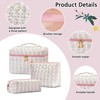 Teiniuby 3 PC Floral Makeup Bag Set, Pink Quilted Make